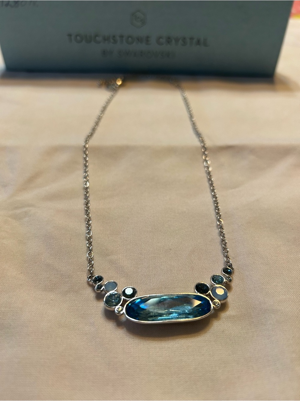 Touchstone Crystal Silver Necklace with Blue Crystals - Picture 3 of 8